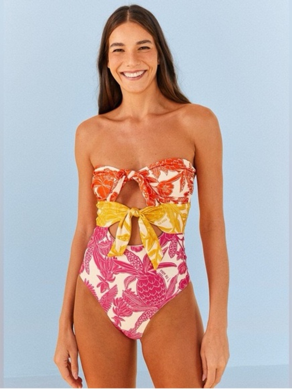 FARM RIO Floral Tie-Front One-Piece Swimsuit